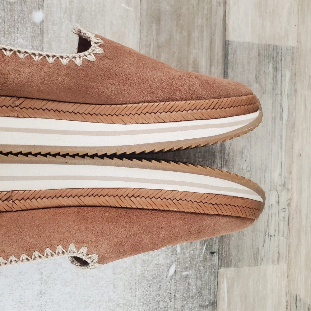 TOMS Jocelyn Womens Espadrille Shoes Sz 8 Brown Suede Platform Slip On‎ Sneakers